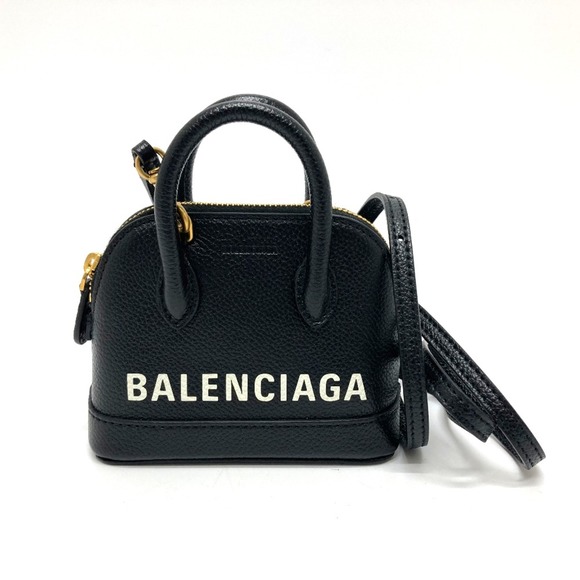 Balenciaga 639756 logo Bag 2WAY Hand Bag Shoulder Bag Black GoldHardware - Picture 1 of 10